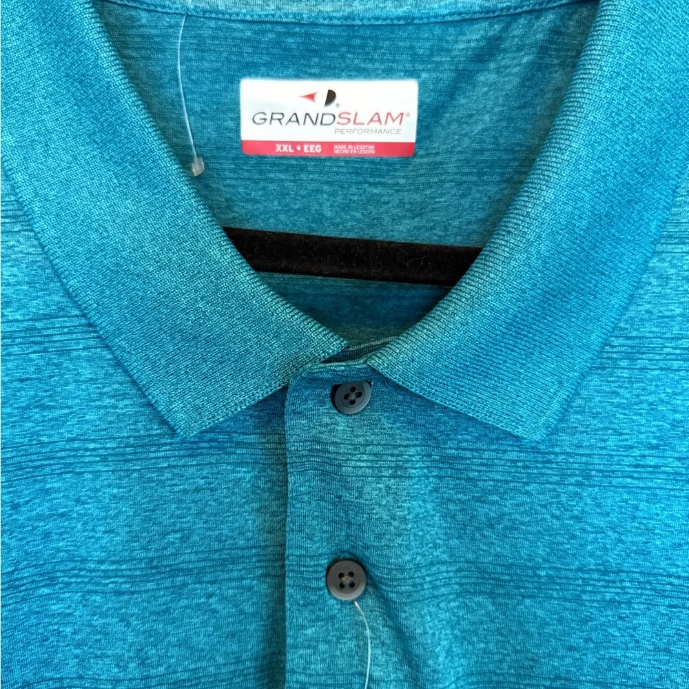 Grand Slam Men's Teal Polo Shirt, Sleeve and Collared solid Golf Shirt